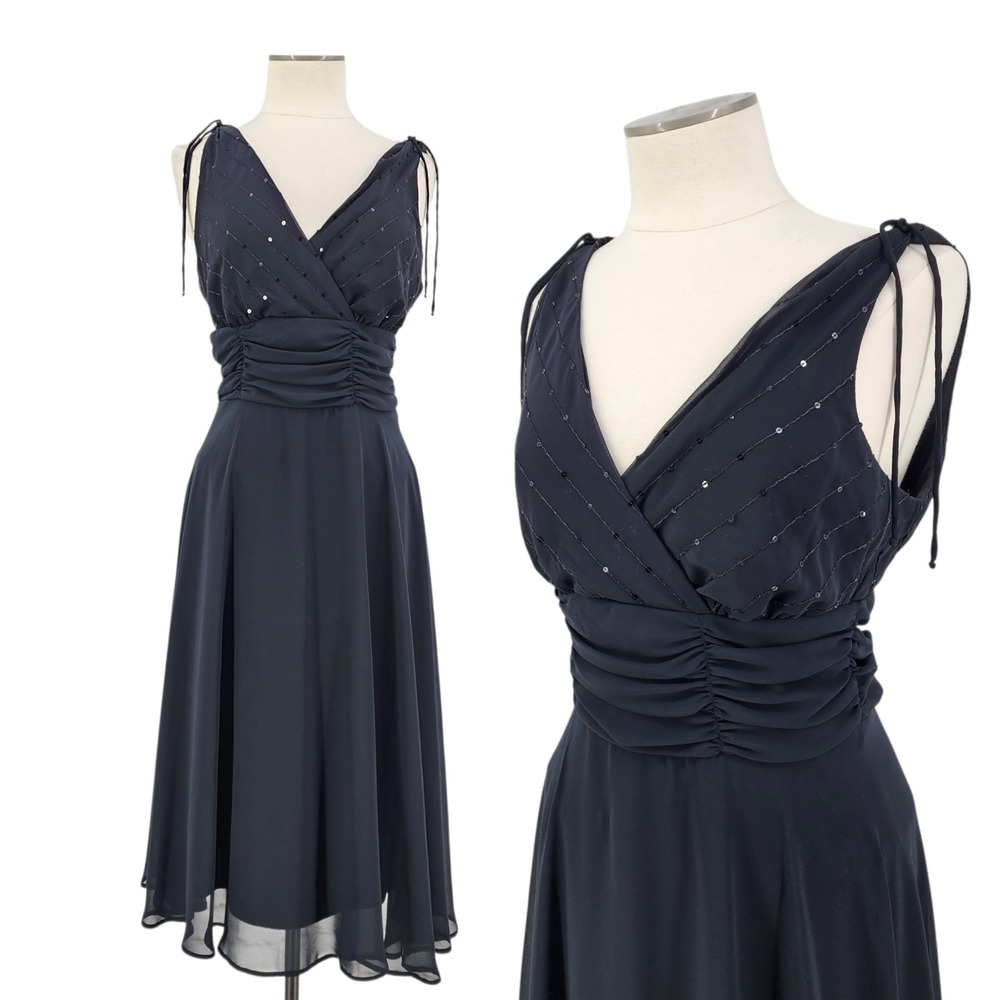 Vtg Y2K Babydoll Cocktail Dress Fairy Dark Fairy Romance Whimsigoth Sequin 12